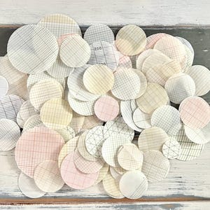 Papier découpé vintage / Cercles quadrillés / Papiers découpés / Vélin / Éphémères / Recyclé / Fournitures créatives / Journal indésirable / Vieux papiers