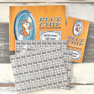 Vintage Blue Chip Trading Stamps and Savings Books / Super Ten Booklet / Trading Stamp Book Set / Ephemera