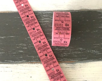 Vintage Pink Bus Tickets - (20) Vintage Tickets - Transportation Tickets - Pink Tickets