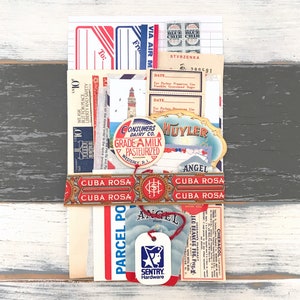 Patriotische Ephemera Paket - Rot Weiß Blau Vintage Papiere - Tickets / Etiketten / Papier Ephemera