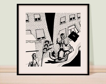 Dog day.High quality surreal art print in various dimensions ,Printed on 320 gsm cotton paper it will last generations  enjoy.