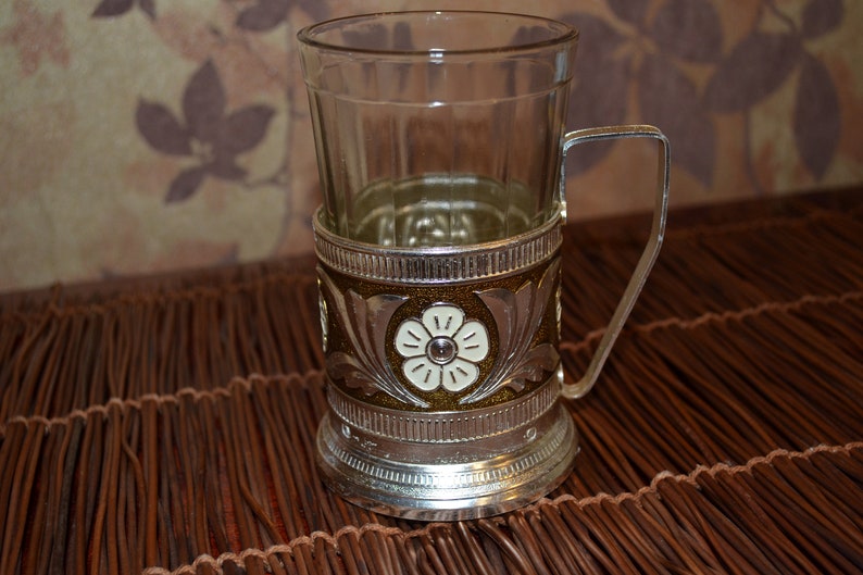 Set of 2 Vintage Russian Soviet Tea Cup Glass Holders USSR Podstakannik 