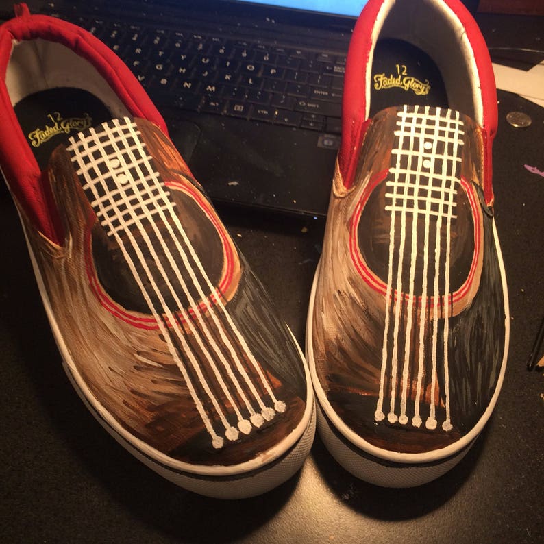 Handpainted Guitar Shoes Etsy