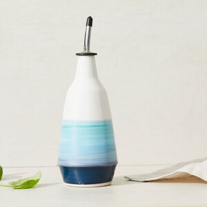 Oil cruet, dispenser for olive oil in ceramic, sea side decor ceramic bottle