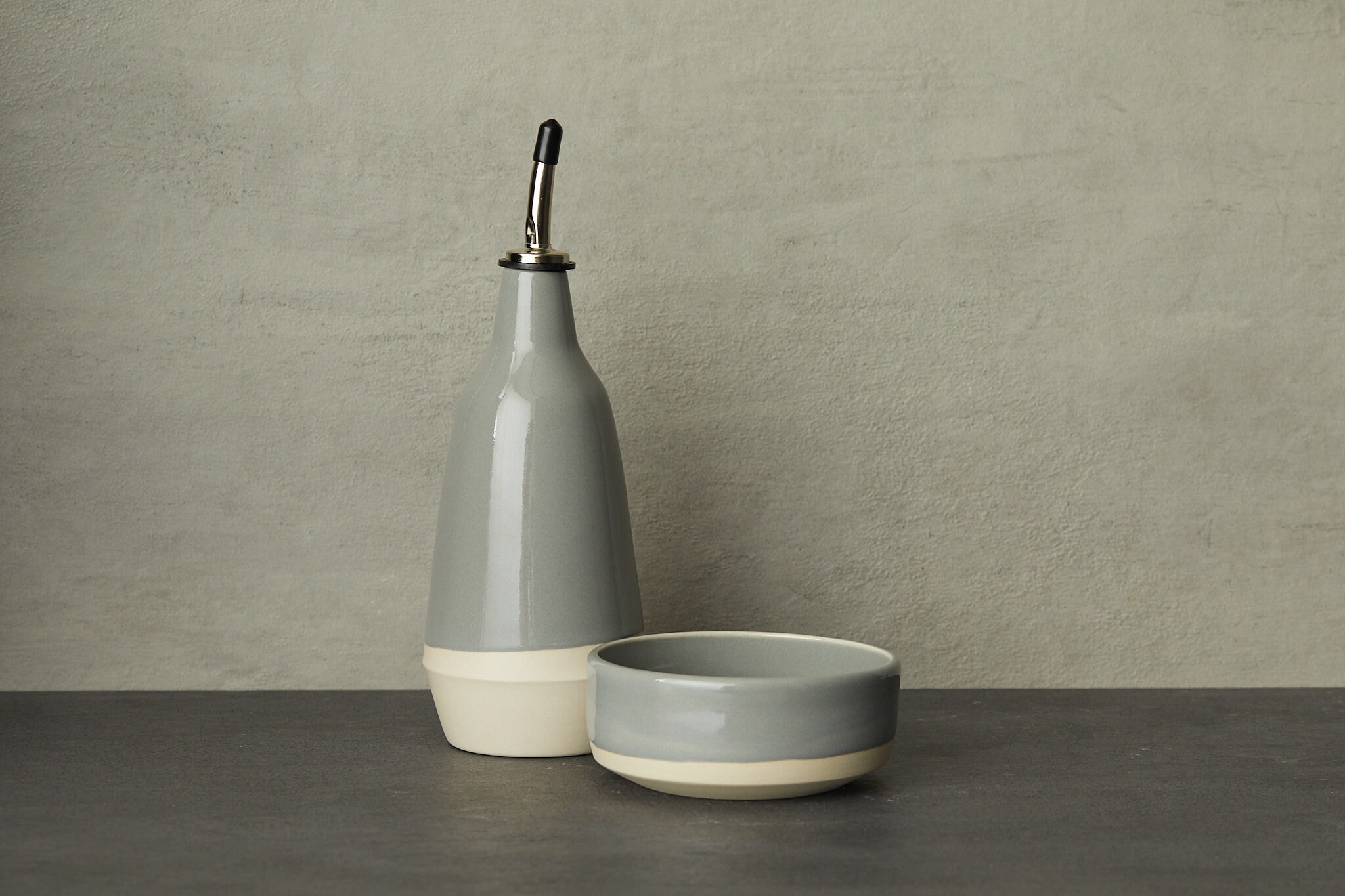 Handmade ceramic oil and vinegar dispenser