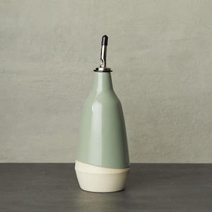 dispenser for olive oil, vinegar cruet handmade dark grey white bottle in ceramic Sauge