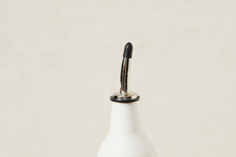 dispenser for olive oil, vinegar cruet handmade red orange aqua bottle in ceramic image 4