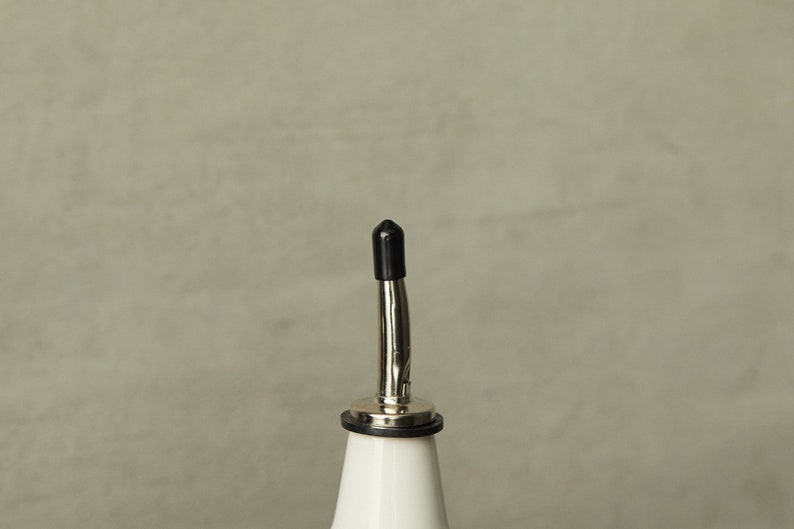 Duo dispensers for olive oil, vinegar cruet handmade grey, white bottle in ceramic. With 1 or 2 Bowl for dessert, sauce. image 8