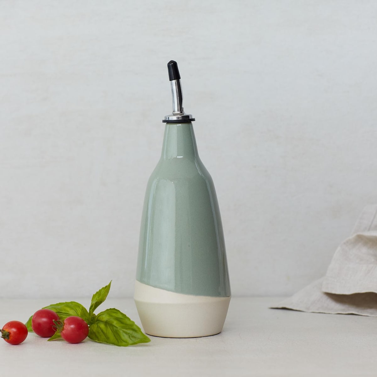 Dispenser for Olive Oil, Vinegar Cruet Handmade Dark Grey White Bottle in Ceramic - Etsy