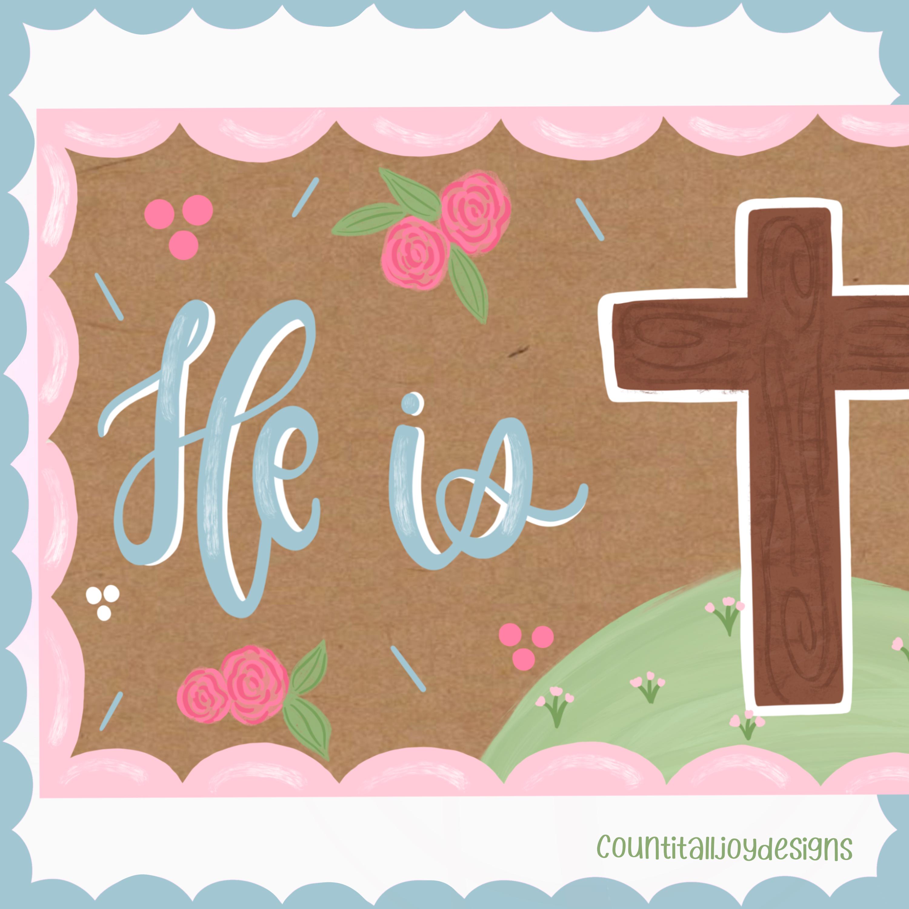 He is Risen Easter Banner, Religious Spring Decor (digital Download) - Etsy