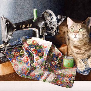 Carte de voeux chat du Bengale, thème félin, avec enveloppe et papier cellophane, aquarelle originale « Singer » par Kelly Archer