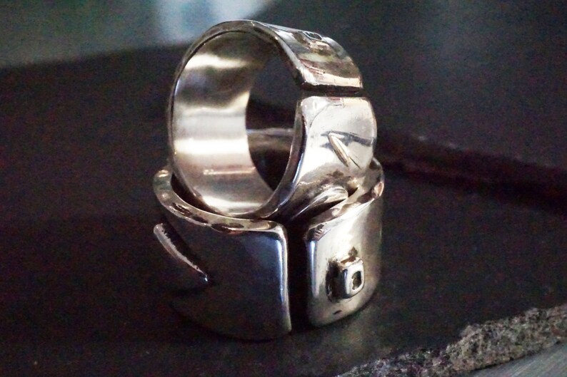 S 3018 Anneaux ouverts en argent massif forg\u00e9s et vieillis \u00e0 la main 3 formes Set bagues de fian\u00e7ailles et de mariage uniques \u2013 Mixtes
