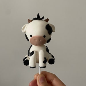 Cow figurine - cake topper fondant, farm cake topper, cake decorations, cow birthday, cow baby shower, barnyard
