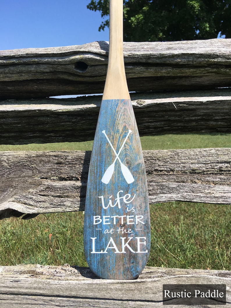 Lake House Decor Wood Oar Cottage Decor Rustic Wooden Art Etsy