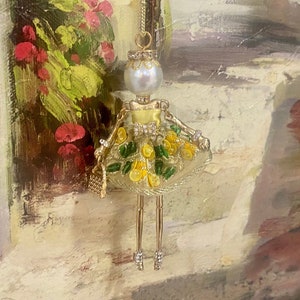 French doll pendant, Italian doll necklace, party dress, I love bling, tiny doll necklace, Parisian style doll necklace, Ellie&#39;s Belle: Zara