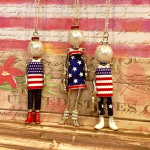 Französische Puppenkette, Paris Puppenkette, patriotische Puppenkette, USA Schmuck, amerikanisches Mädchen, Ellie's Belle: Starr