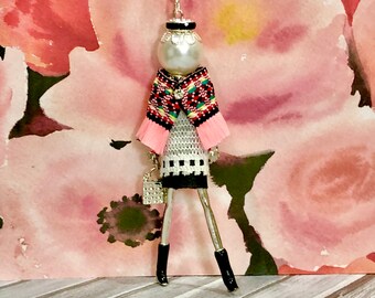 hippie chic doll casual chic doll doll necklace bohemian doll necklace French doll pendant necklace Ellie Belle: Genelle