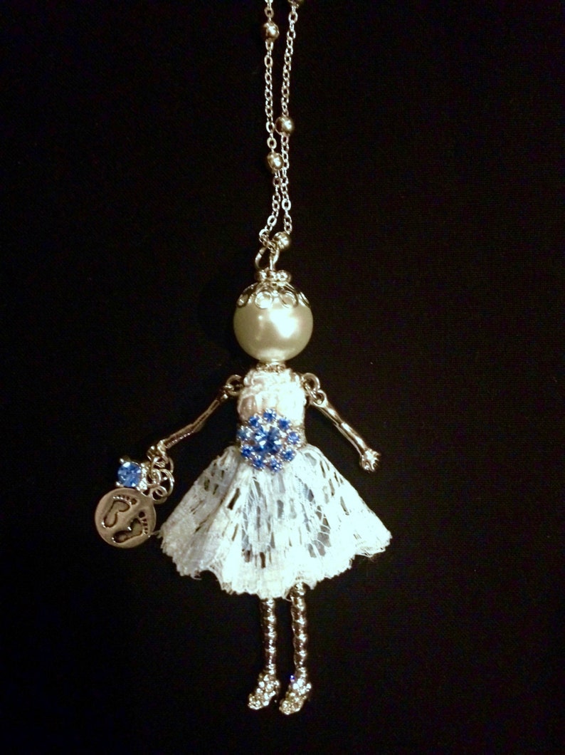 French Doll Pendant Doll Necklace Expectant Mother Doll Etsy