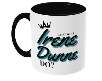 Wat zou Irene Dunne doen? Twee gestemde mok | Hollywood film/filmster fan cadeau/cadeau