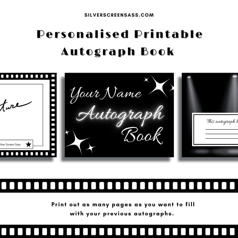 Personalised Printable Autograph Book 100 Downloadable Pages - Etsy ...