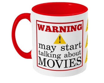 WARNING may start talking about movies Two Toned Mug film buff/fan gift/present