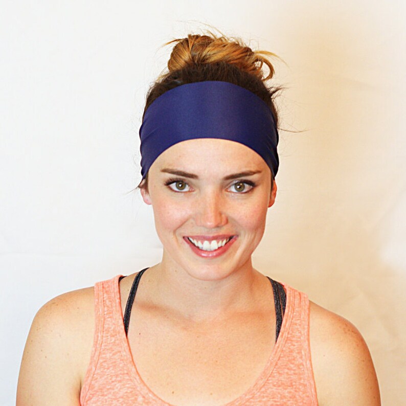 Navy Blue Yoga Headband Fitness Headband Workout Headband | Etsy