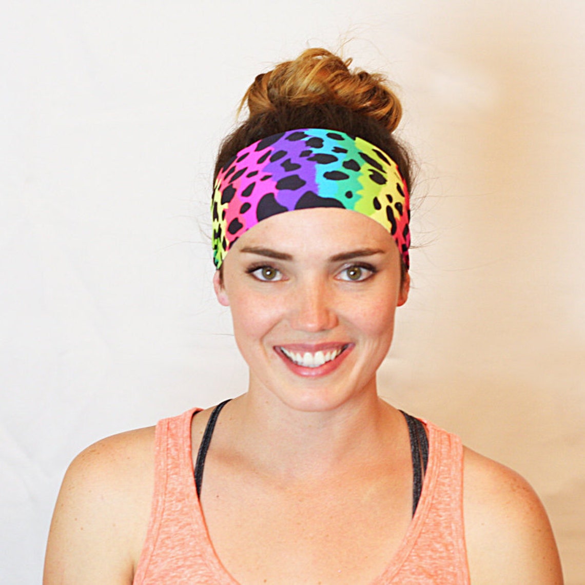 Rainbow Cheetah Yoga Headband Fitness Headband Workout | Etsy