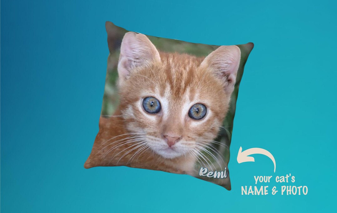 Photo Pillow Custom Cat Pillow 14, 16, 18 Washable Cover Custom Cat