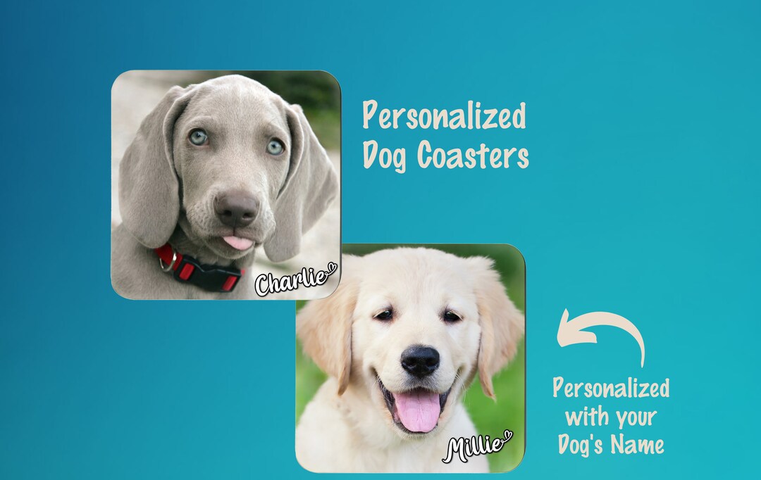 PERSONALIZED Dog Coasters, Drink Coasters, Barware, Holiday Gift, Dog
