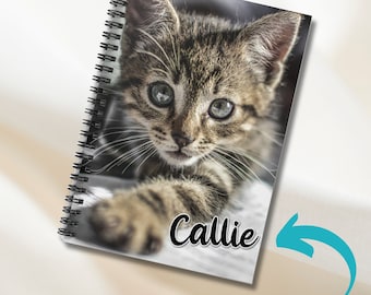 Cat Spiral Notebook, Custom Cat Photo Spiral Notebook, Lined Cat Notebook, Cat Lover's Gift, Writing Notebook, Student Cat Lover Notebook