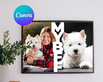 Modello di collage di foto di cani su Canva, decorazione murale per animali domestici "My BFF" - Download digitale