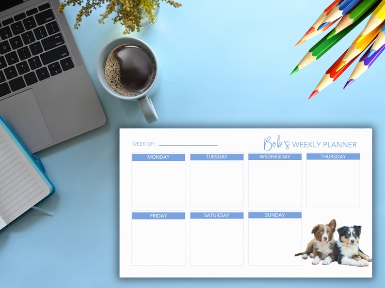 Custom Pet Photo Post-it Note Planner, 10 X 6-inches, Weekly Planner ...