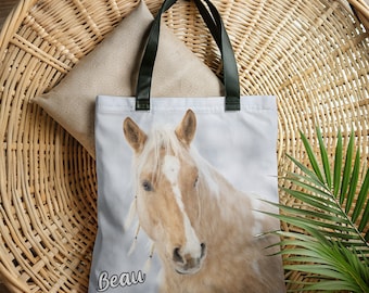 名入れ可能な馬柄トートバッグ、ジッパー付きキャンバスバッグ - Etsy 日本