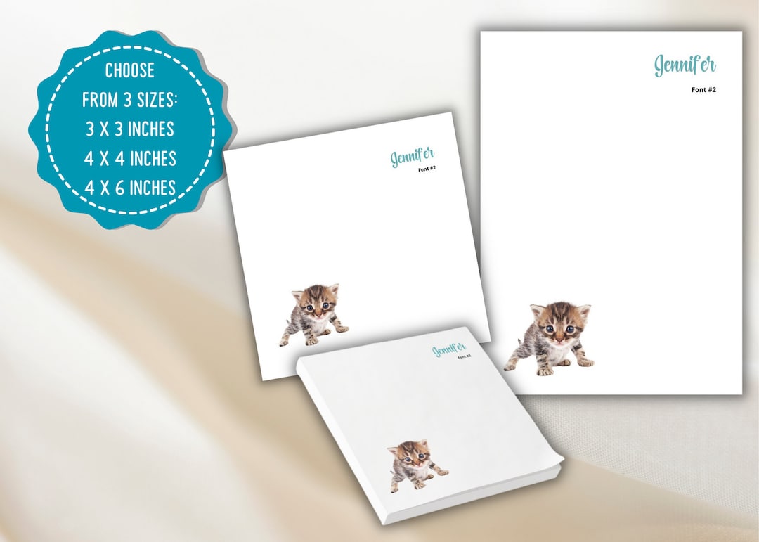 Personalized Cat Post-it Pad, Custom Cat Notepad, Photo Sticky Notes ...