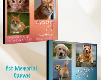 Huisdier Memorial Canvas, huisdier Memorial kunst aan de muur, huisdier Memorial cadeau, huisdier collage canvas, aangepaste huisdier foto canvas, hond verlies cadeau, kat verlies cadeau