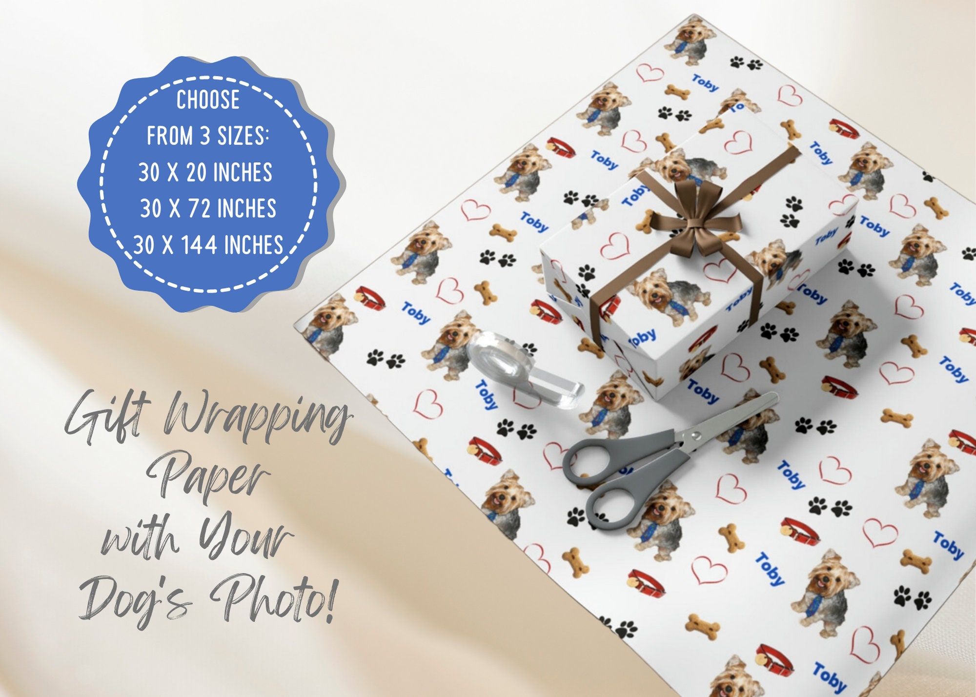 Dog Photo Gift Wrap Dog Lover's Gift Wrap Custom Dog Etsy