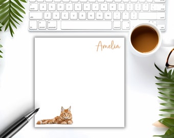 NEW SIZE! 4 x 4 Inch Notepad with Your Cat's Photo, Personalized Notepad, Custom Photo Notepad, Cat Lover Notepad Gift, Custom Cat Notepad