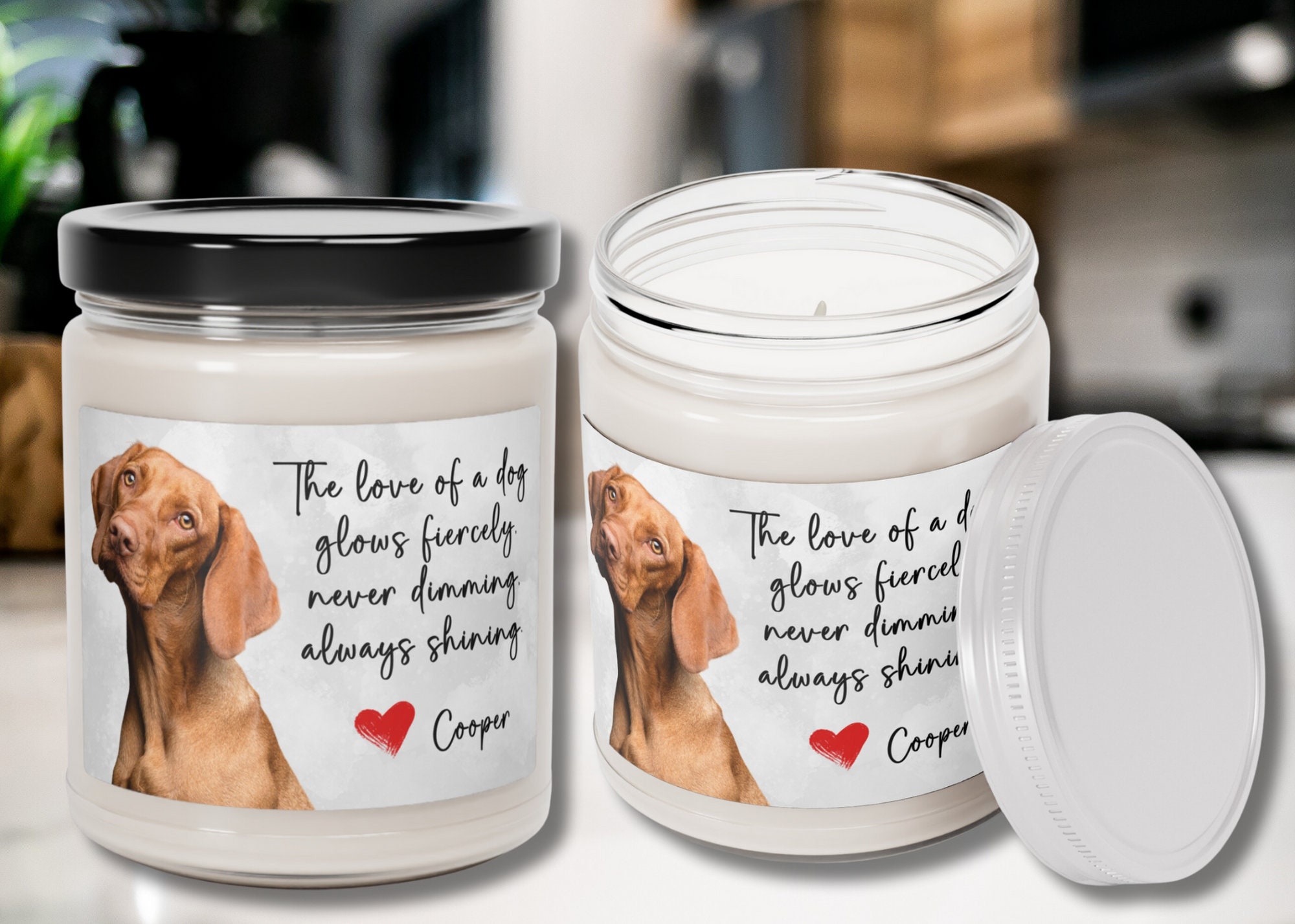 Personalized Dog Photo Candle, Custom Dog Photo Candle, Dog Candle in Jar, Scented Natural Soy