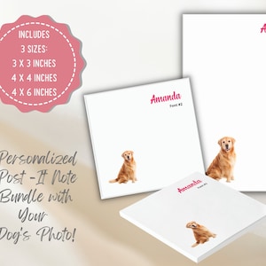 Pacchetto di note adesive per cani personalizzato, pacchetto di note adesive per cani personalizzato, 3 blocchi di note adesive per foto, 3 blocchi di note adesive, note adesive per cani con foto