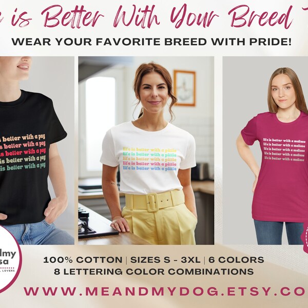 Dog Mom T-Shirt, Your Breed T-Shirt,  Custom Dog Mom Shirt, Mom Gift, Custom Breed T-Shirt, Gift for Mom,  Fur Mama Shirt, Dog Mom Tee