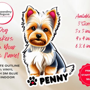 Dog Name Sticker, Puppy Name Sticker, Custom Dog Sticker, Dog Lover Gift, Custom Pet Sticker, Dog Art Sticker, Dog Illustration Sticker