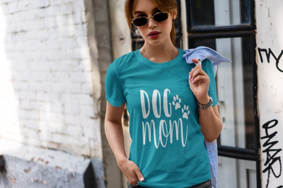 Dog Mom T-Shirt - White Type, Dog Mom Gift, 100% Soft Cotton Tee, Dog Lover's Gift, Cotton Tee Shirt