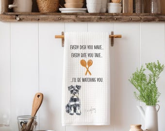 Custom Dog Tea Towel with Illustration + Name, Personalized Dog Kitchen Towel, Custom Dog Tea Towel, Gift for Dog Mom, Custom Dog Gift