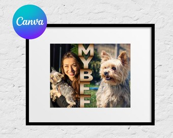 Modello Canva per collage di foto di cani: My BFF Custom Pet Art - Download digitale, 3 dimensioni