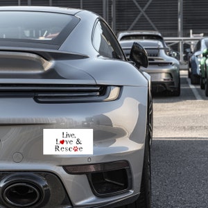 Live, Love & Rescue Bumper Stickers, Water-Resistant Vinyl, Adopt, Don&#39;t Shop Bumper Sticker, Animal Lover Gift, Animal Rescue Auto Decal