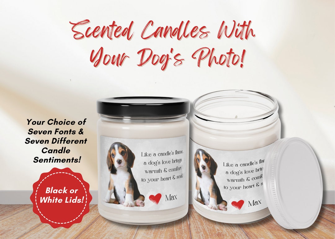 Personalized Dog Photo Candle, Custom Dog Photo Candle, Dog Candle in Jar, Scented Natural Soy