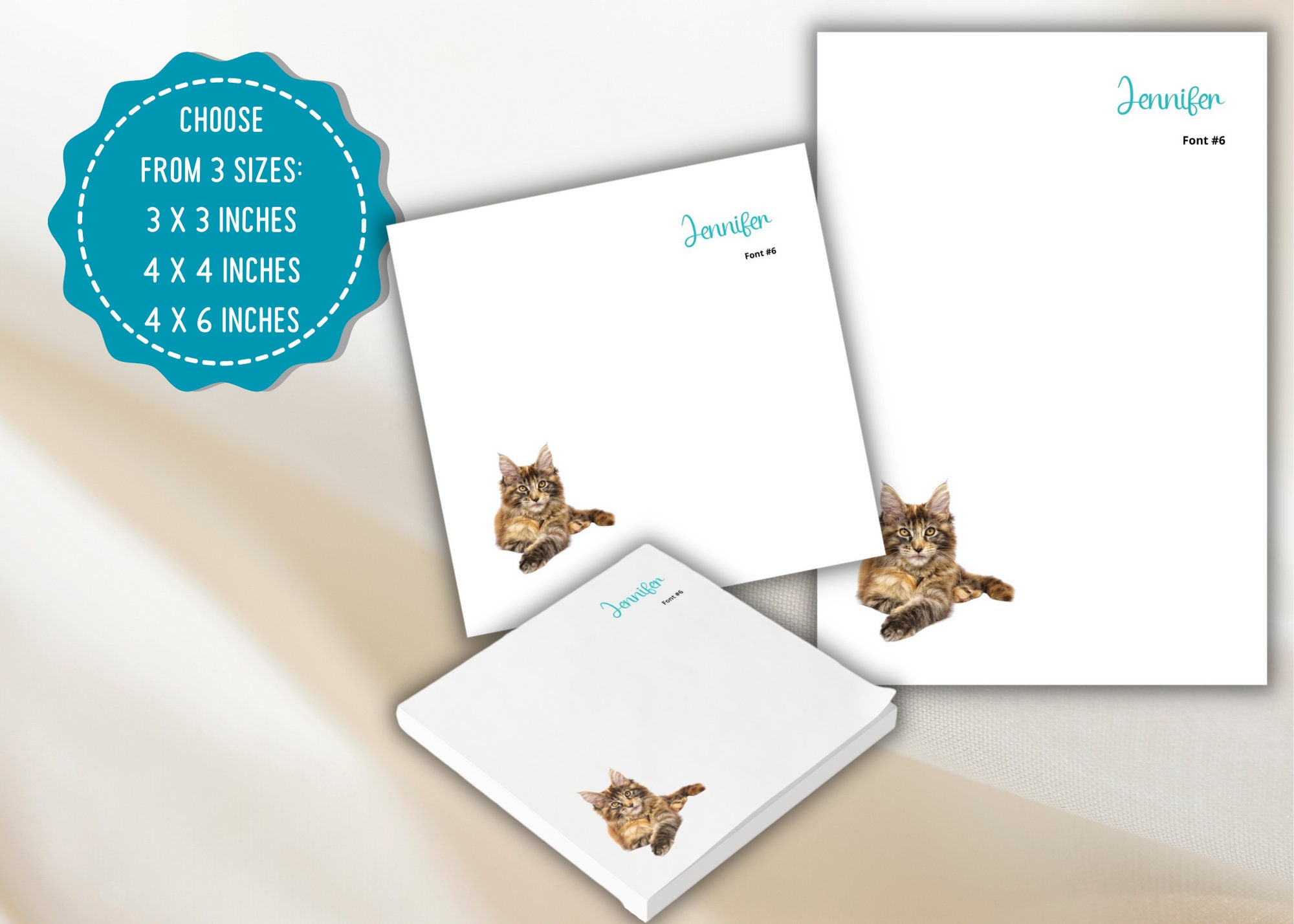 Personalized Cat Sticky Note Bundle Custom Cat Sticky Notes - Etsy
