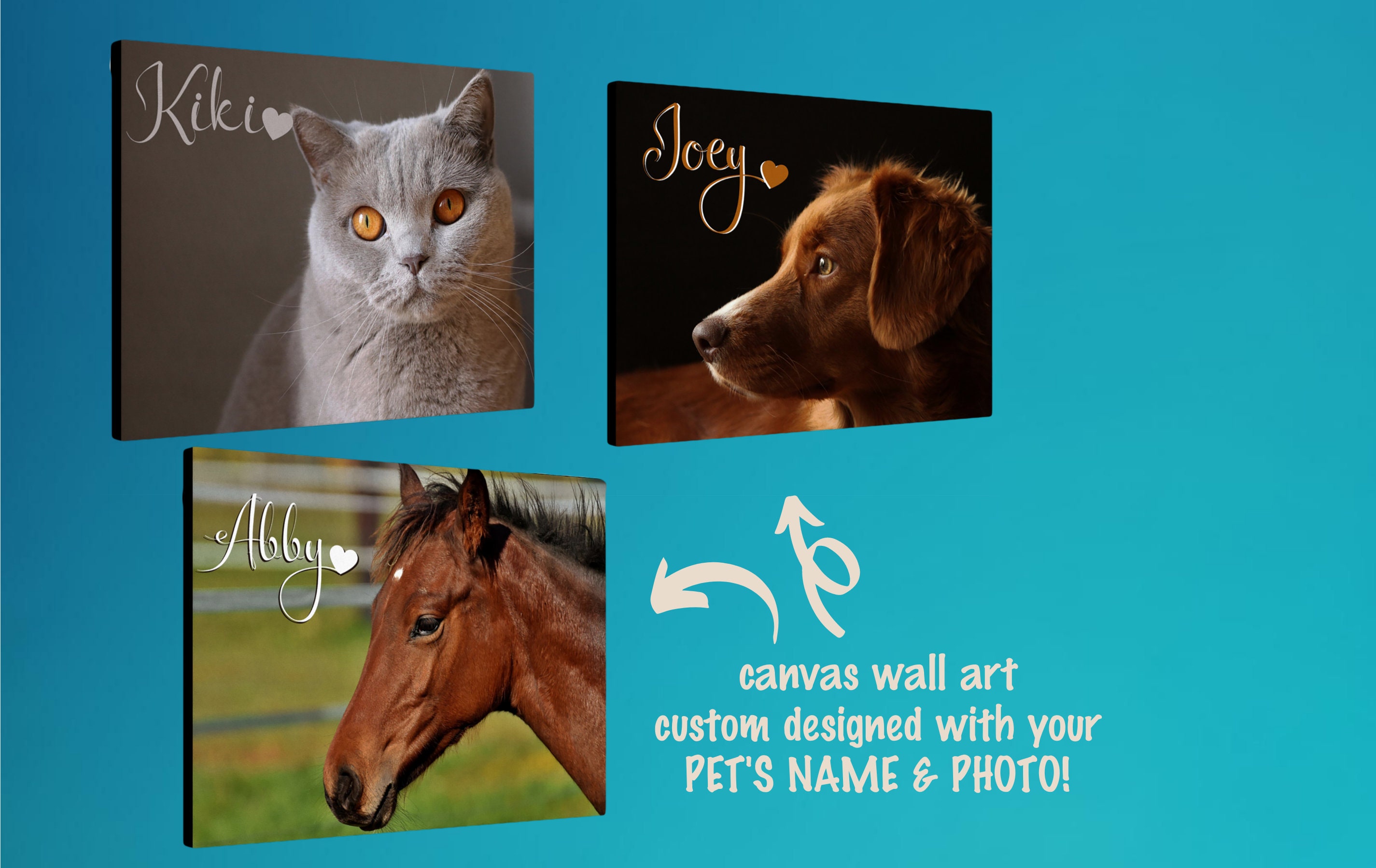 Custom Pet Canvas Pet Portrait on Canvas Pet Wall Art Etsy