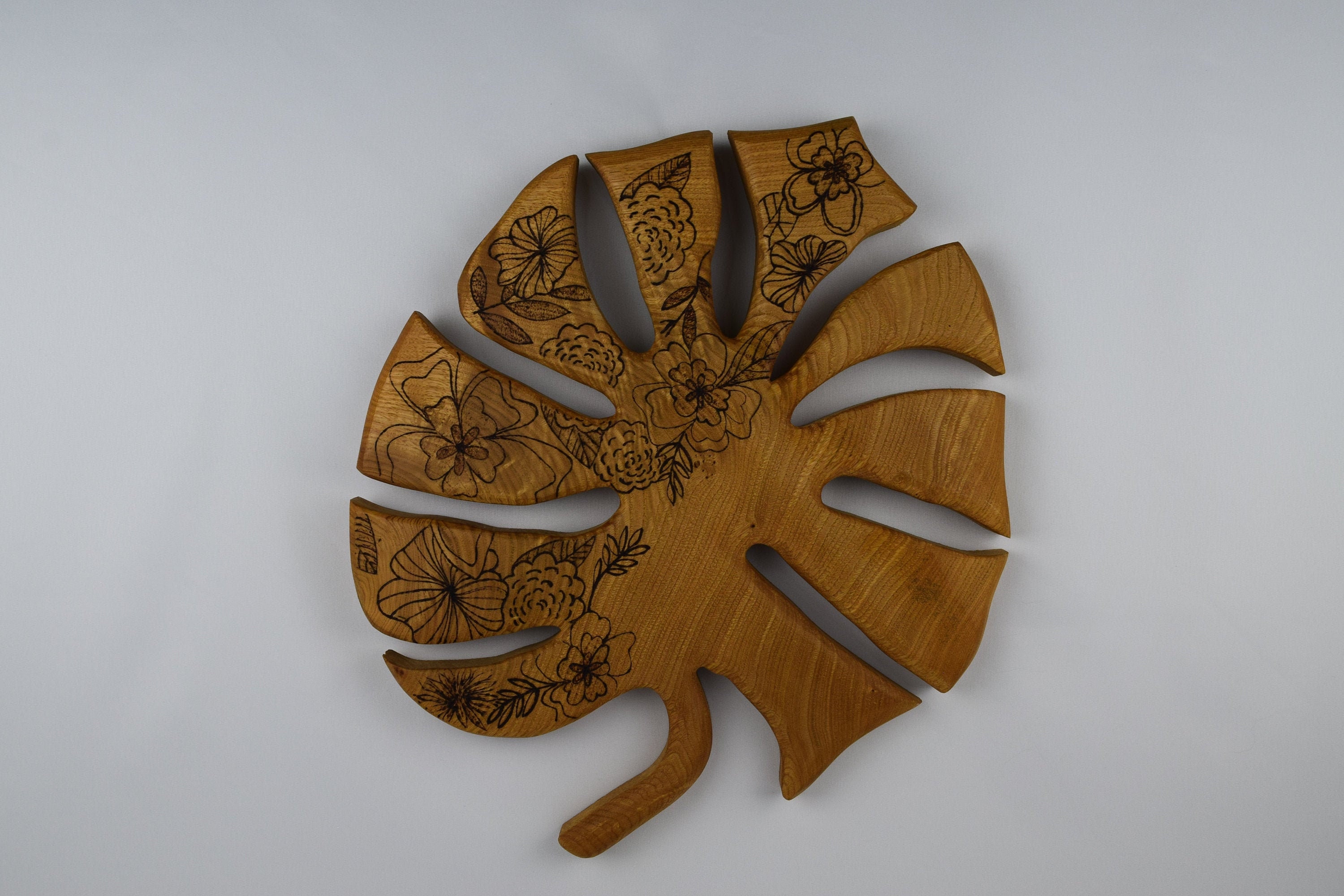 Decorative wooden leaf wall art large Etsy