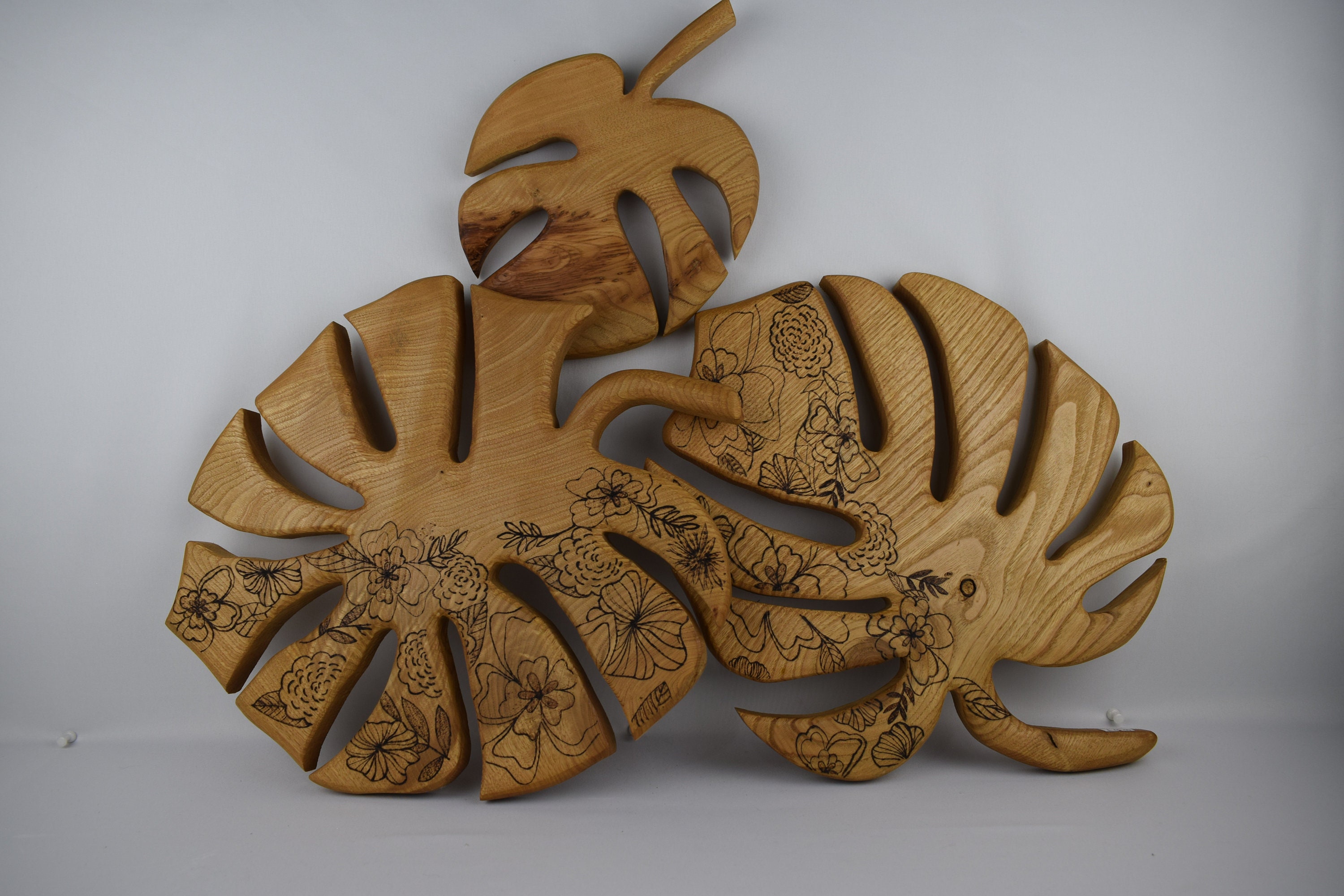 Decorative wooden leaf wall art large Etsy